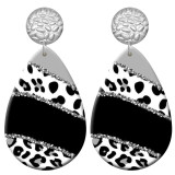 20 styles Leopard pattern  Acrylic Painted stainless steel Water drop earrings