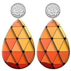 20 styles Pretty Colorful pattern pattern  Acrylic Painted stainless steel Water drop earrings