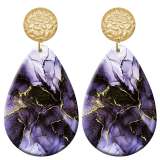 20 styles Colorful  Artistic pattern  Acrylic Painted stainless steel Water drop earrings