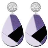 20 styles Purple Geometry Artistic pattern  Acrylic Painted stainless steel Water drop earrings