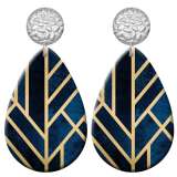20 styles Blue Geometry pattern  Acrylic Painted stainless steel Water drop earrings