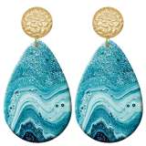 20 styles Blue  Artistic pattern  Acrylic Painted stainless steel Water drop earrings