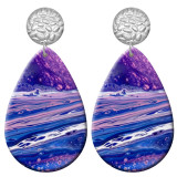 20 styles Purple  Artistic pattern  Acrylic Painted stainless steel Water drop earrings