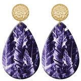 20 styles Purple Geometry Artistic pattern  Acrylic Painted stainless steel Water drop earrings