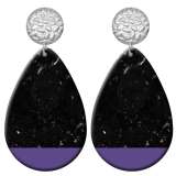 20 styles Purple Geometry Artistic pattern  Acrylic Painted stainless steel Water drop earrings