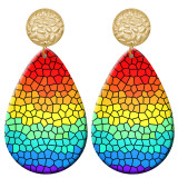 20 styles Pretty Colorful pattern pattern  Acrylic Painted stainless steel Water drop earrings