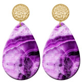 20 styles Purple  Artistic pattern  Acrylic Painted stainless steel Water drop earrings