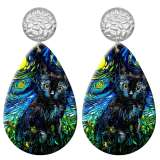 20 styles Cat pattern  Acrylic Painted stainless steel Water drop earrings