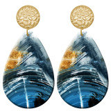 20 styles Artistic pattern  Acrylic Painted stainless steel Water drop earrings