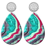 20 styles Colorful Artistic pattern  Acrylic Painted stainless steel Water drop earrings