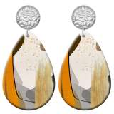 20 styles Artistic pattern  Acrylic Painted stainless steel Water drop earrings