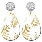 20 styles Golden leaves pattern  Acrylic Painted stainless steel Water drop earrings