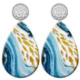 20 styles Artistic pattern  Acrylic Painted stainless steel Water drop earrings