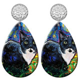 20 styles Cat pattern  Acrylic Painted stainless steel Water drop earrings