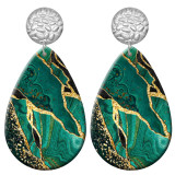 20 styles Green Artistic pattern  Acrylic Painted stainless steel Water drop earrings