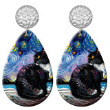 20 styles Cat pattern  Acrylic Painted stainless steel Water drop earrings