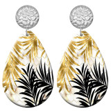 20 styles Golden leaves pattern  Acrylic Painted stainless steel Water drop earrings