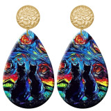 20 styles Cat pattern  Acrylic Painted stainless steel Water drop earrings