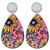 20 styles Colorful Flower pattern  Acrylic Painted stainless steel Water drop earrings