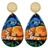 20 styles Cat pattern  Acrylic Painted stainless steel Water drop earrings