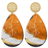 20 styles Artistic pattern  Acrylic Painted stainless steel Water drop earrings