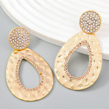 Geometric alloy diamond embedded water droplet shaped earrings