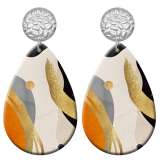 20 styles Artistic pattern  Acrylic Painted stainless steel Water drop earrings