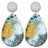 20 styles Artistic pattern  Acrylic Painted stainless steel Water drop earrings