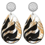 20 styles Golden leaves pattern  Acrylic Painted stainless steel Water drop earrings