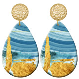 20 styles Artistic pattern  Acrylic Painted stainless steel Water drop earrings