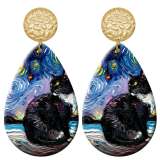 20 styles Cat pattern  Acrylic Painted stainless steel Water drop earrings