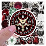 50 non repeating Satanism graffiti stickers, travel suitcase, guitar, refrigerator, notebook stickers