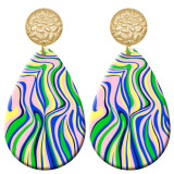 20 styles Colorful Artistic pattern  Acrylic Painted stainless steel Water drop earrings