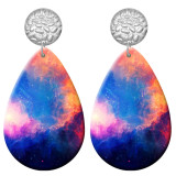 20 styles Colorful starry sky  pattern  Acrylic Painted stainless steel Water drop earrings