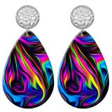 20 styles Colorful Artistic pattern  Acrylic Painted stainless steel Water drop earrings