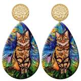 20 styles Cat pattern  Acrylic Painted stainless steel Water drop earrings