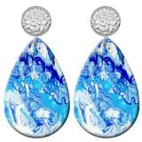 20 styles Blue Artistic pattern  Acrylic Painted stainless steel Water drop earrings