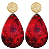 20 styles Colorful starry sky  pattern  Acrylic Painted stainless steel Water drop earrings