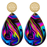 20 styles Colorful Artistic pattern  Acrylic Painted stainless steel Water drop earrings