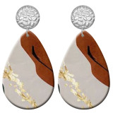 20 styles Artistic pattern  Acrylic Painted stainless steel Water drop earrings