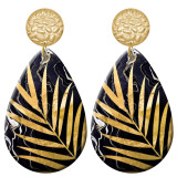 20 styles Golden leaves pattern  Acrylic Painted stainless steel Water drop earrings