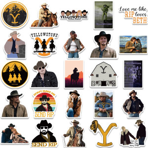 50 pieces of Yellow Stone stickers for American TV dramas, personalized decoration, luggage, laptop, guitar, waterproof and non repeating stickers