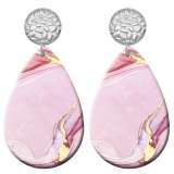 20 styles Colorful  Artistic pattern  Acrylic Painted stainless steel Water drop earrings