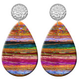 20 styles Colorful Flower pattern  Acrylic Painted stainless steel Water drop earrings