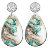 20 styles Colorful  Artistic pattern  Acrylic Painted stainless steel Water drop earrings