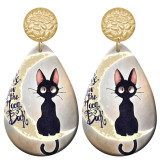 20 styles Cat pattern  Acrylic Painted stainless steel Water drop earrings