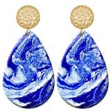 20 styles Blue Artistic pattern  Acrylic Painted stainless steel Water drop earrings