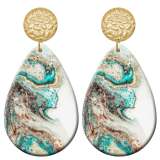 20 styles Colorful  Artistic pattern  Acrylic Painted stainless steel Water drop earrings