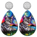 20 styles Cat pattern  Acrylic Painted stainless steel Water drop earrings