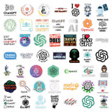 50 chat gpt cartoon graffiti stickers decorative stationery box skateboard helmet waterproof stickers
